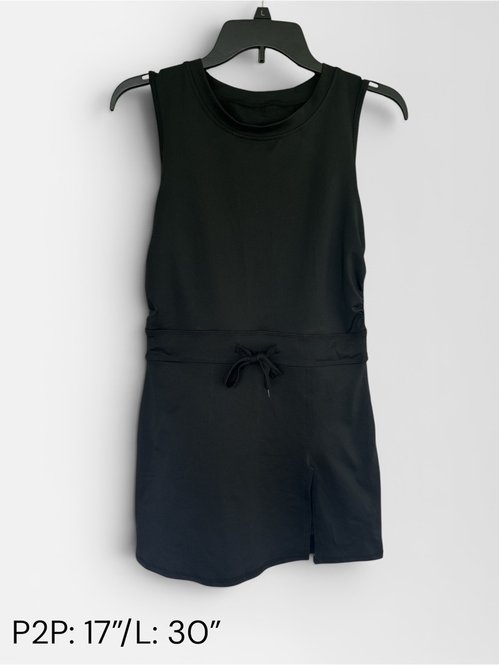 Black Sleeveless Tennis Dress with Tie Waist